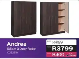 Sleepmasters Andrea 135cm 3 Door Robe offer