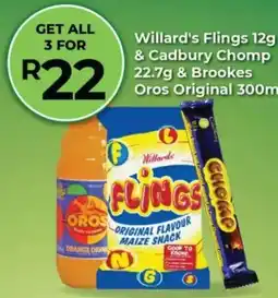 Agrimark Willard's Flings & Cadbury Chomp & Brookes Oros offer