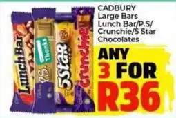 Elite Power Trade Cash & Carry CADBURY Large Bars Lunch Bar/P.S./Crunchie/5 Star Chocolates offer