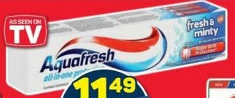 Pick n Pay Aquafresh Herbal, Mild & Minty Lemon Mint or Fresh & Minty Toothpaste 100ml offer