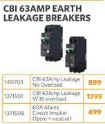 BUCO CBI 63Amp Earth Leakage Breaker (No Overload) 1411703 offer