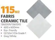 BUCO Fabris Ceramic Tiles 600 x 600mm (Grey/White) 1360009/10-Per Sqm offer