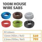 BUCO Sabs House Wire 100m Roll (1.5mm All Colours) offer
