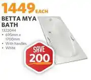 BUCO Betta MYA Bath 695mm x 1700mm With Handles (White) 1322044 offer
