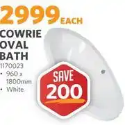 BUCO Cowrie Oval Bath 960 x 1800mm (White) 117002 offer