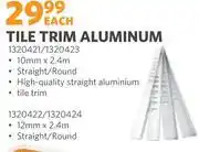 BUCO Tile Trim Aluminium 10mm x 2.4m (Straight/Round) 1320421/23-Each offer