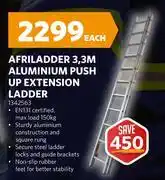 BUCO Afriladder 3.3m Aluminium Push Up Extension Ladder 1342563 offer