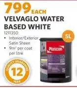 BUCO Plascon 5L Velvaglo Water Based White 1211350 offer