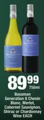 OK Liquor Bossman Generation 8 Chenin Blanc, Merlot, Cabernet Sauvignon, Shiraz or Chardonnay Wine offer