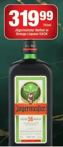 OK Liquor Jägermeister Herbal or Orange Liqueur offer