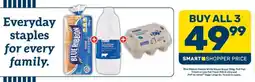 Pick n Pay Blue Ribbon Classic White Sliced Bread, PnP Full Cream or Low Fat Fresh Milk and PnP no name Eggs Large offer