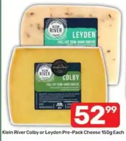 Pick n Pay Klein River Colby or Leyden Pre-Pack Cheese offer