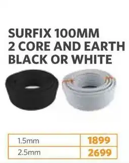 BUCO SURFIX 100MM 2 CORE AND EARTH BLACK OR WHITE offer