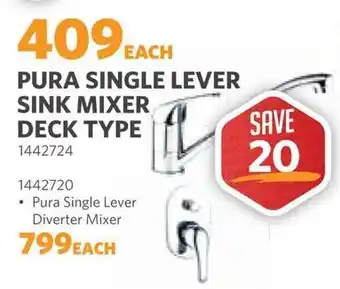 Pura Single Lever Sink Mixer Deck Type