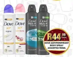 Take 'n Pay Dove Antiperspirant Body Spray Assorted offer