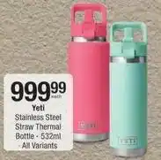 Checkers Stainless steel straw thermal bottle - 532ml offer