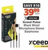 Checkers Pulse black wired microphone stereo earphones offer