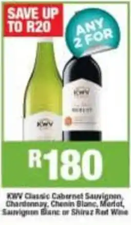 Agrimark KWV Classic Cabernet Sauvignon, Chardonnay, Chenin Blanc, Merlot, Sauvignon Blanc or Shiraz Red Wine offer