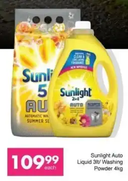 Save Sunlight Auto Liquid 3lt/ Washing Powder 4kg offer