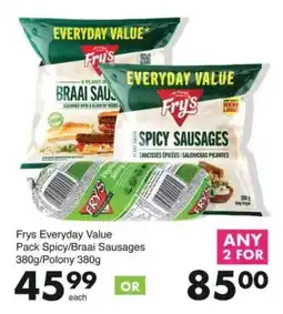 Save Frys Everyday Value Pack Spicy/ Braai Sausages/ Polony offer