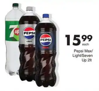 Save Pepsi Max/Light/Seven Up 2lt offer