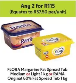Makro Flora Margarine Fat Spread Tub Medium or Light or Rama Original 60% Fat Spread Tub offer