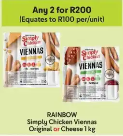 Makro Rainbow Simply Chicken Viennas Original or Cheese offer