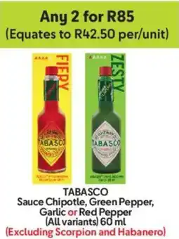 Makro Tabasco Sauce Chipotle, Green Pepper, Garlic or Red Pepper offer