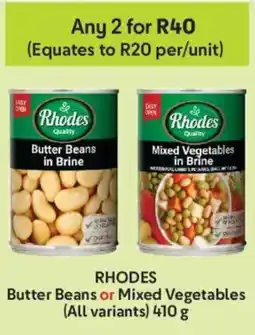 Makro Rhodes Butter Beans or Mixed Vegetables offer