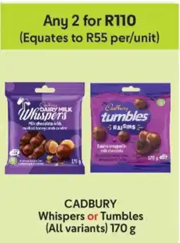 Makro Cadbury Whispers or Tumbles offer