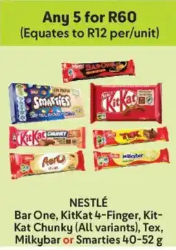 Makro Nestlé Bar One, KitKat 4-Finger, KitKat Chunky, Tex, Milkybar or Smarties offer