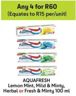 Makro Aquafresh Lemon Mint, Mild & Minty, Herbal or Fresh & Minty offer