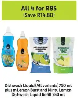 Makro m Dishwash Liquid plus m Lemon Burst and Minty Lemon Dishwash Liquid Refill offer