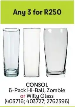 Makro Consol Hi-Ball, Zombie or Willy Glass offer