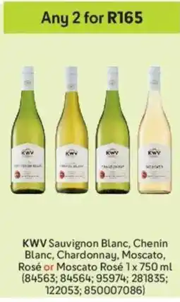 Makro KWV Sauvignon Blanc, Chenin Blanc, Chardonnay, Moscato, Rosé or Moscato Rosé offer