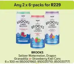 Makro Brooks Seltzer Watermelon, Dragon Granadilla or Strawberry Kiwi Cans offer