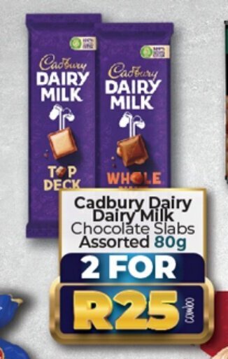 Take 'n Pay Cadbury Dairy Dairy Milk Chocolate Slabs Assorted 80g offer