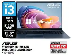 Home Corp ASUS VIVOBOK 15 13th GEN INTEL CORE i3 NOTEBOOK offer