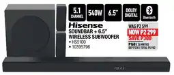 Home Corp Hisense soundbar + 6.5" wireless subwoofer offer