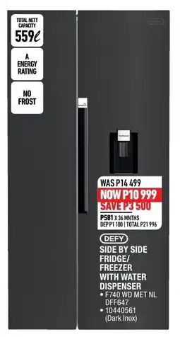 Home Corp Defy side by side fridge/ freezer with water dispenser offer