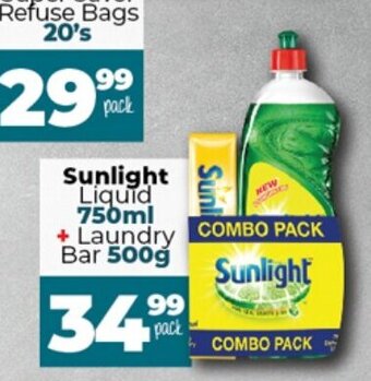 Sunlight Liquid 750ml + Laundry Bar 500g