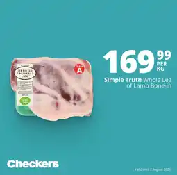 Checkers Simple Truth Whole Leg of Lamb Bone-in offer