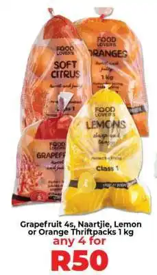 Food Lover's Market Grapefruit 4s, Naartjie, Lemon or Orange Thriftpacks 1 kg offer