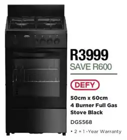 House & Home DEFY 4 Burner Full Gas Stove Black offer