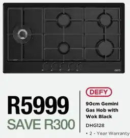 House & Home DEFY 90cm Gemini Gas Hob with Wok Black offer