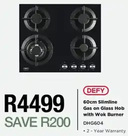House & Home DEFY 60cm Slimline Gas on Glass Hob with Wok Burner offer