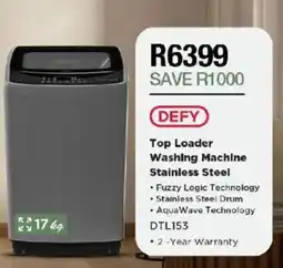House & Home DEFY Top Loader Washing Machine Stainless Steel offer