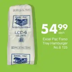 Save Excel Pac Fomo Tray Hamburger No.6 offer