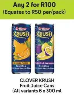 Makro Clover krush fruit juice cans offer