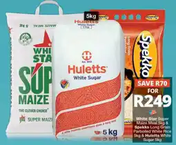 Checkers White Star Super Maize Meal & Spekko Long Grain Parboiled White Rice & Hulett's White Sugar offer